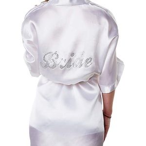 Satin rhinestone bride robe